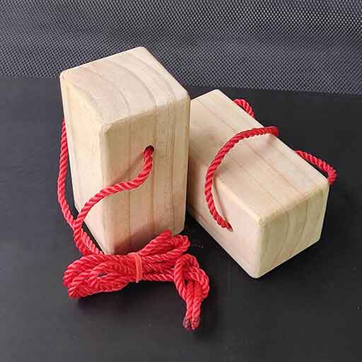 Red Rope Wooden Stilts - Front