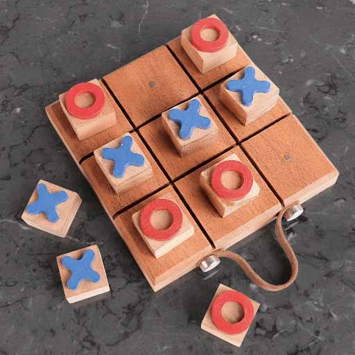 Colorful Wooden Tic-Tac-Toe - Red/Blue